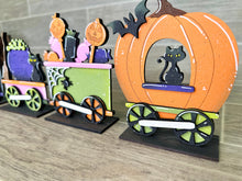 Load image into Gallery viewer, Halloween Standing Train File, Glowforge, Pumpkin, Skull, Frankenstein, Jack o Lantern, LuckyHeartDesignsCo
