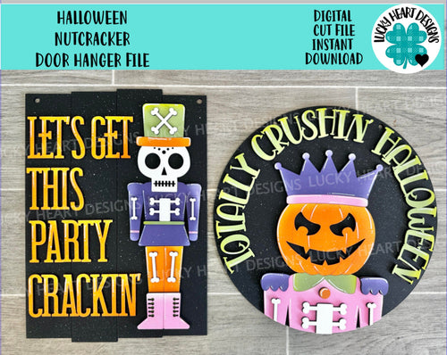 Halloween NUTCRACKER Door Hanger File SVG, Pumpkin, Trick or Treat Glowforge Sign, LuckyHeartDesigns