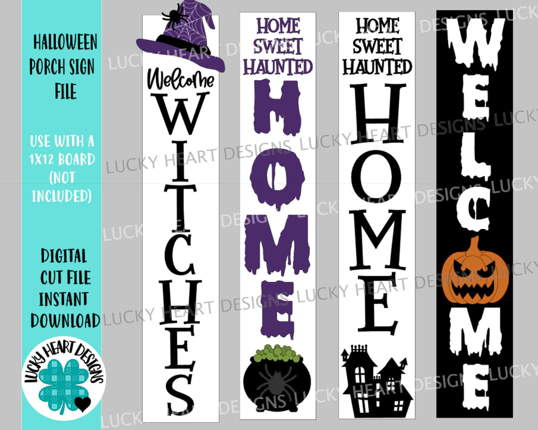 Halloween Porch Sign File SVG, Glowforge, Jackolantern, Haunted House, Witch, Welcome sign, LuckyHeartDesignsCo
