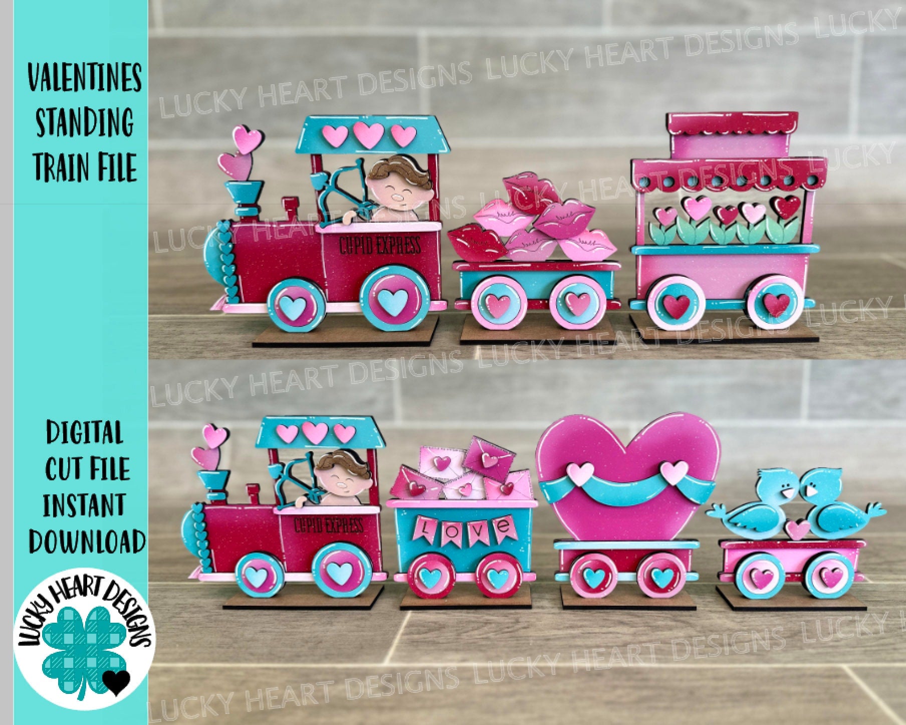 Valentines Standing Train File SVG, Cupid, Love, Hearts, Tiered Tray G ...