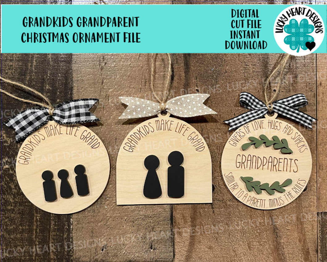Grandkids Grandparent Christmas Ornament File SVG, Family, Personalized, File SVG, Glowforge, LuckyHeartDesignsCo