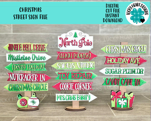 Christmas Street Sign File SVG. North Pole, Santa, Glowforge, LuckyHeartDesignsCo