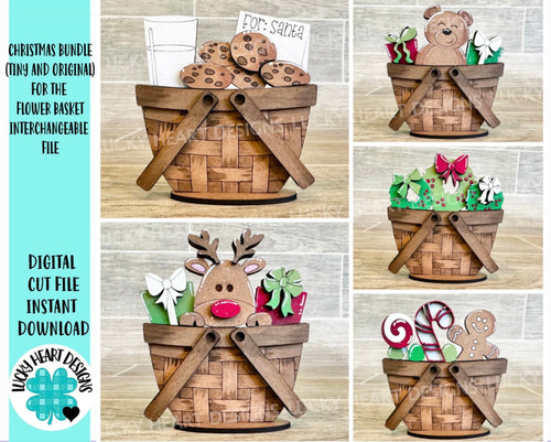 Christmas Bundle For The Flower Basket Interchangeable File SVG, Holiday, Christmas Tiered Tray, Glowforge, LuckyHeartDesignsCo