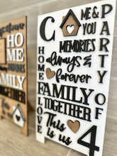 Load image into Gallery viewer, Family Word Art Sandwich Board SVG FILE, MINI interchangeable Leaning, Home, Wedding, House Warming, Collage, glowforge, LuckyHeartDesignsCo
