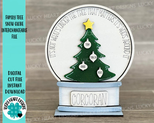 Family Tree Christmas Snow Globe Interchangeable File SVG, Glowforge, Tiered Tray LuckyHeartDesignsCo