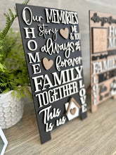 Load image into Gallery viewer, Family Word Art Sandwich Board SVG FILE, MINI interchangeable Leaning, Home, Wedding, House Warming, Collage, glowforge, LuckyHeartDesignsCo
