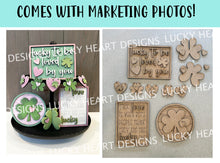 Load image into Gallery viewer, Lucky in Love Quick and Easy Tiered Tray File SVG, Glowforge, Valentines, St. Patrick&#39;s Day, Clover, Heart, LuckyHeartDesignsCo
