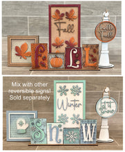 Load image into Gallery viewer, Standing Fall Snow Reversible File SVG, Tiered Tray, Pumpkin, Snowflake, Autumn, Glowforge, LuckyHeartDesignsCo
