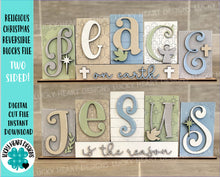 Load image into Gallery viewer, Religious Christmas Standing Reversible Block File SVG, Tiered Tray, Glowforge, LuckyHeartDesignsCo
