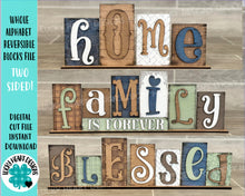 Load image into Gallery viewer, Whole Alphabet Standing Reversible Blocks File SVG, Tiered Tray, Letters, Scrabble, Home, Family, Glowforge, LuckyHeartDesignsCo
