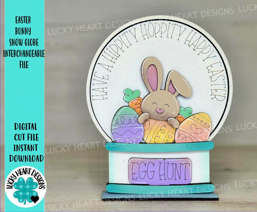 Easter Bunny Snow Globe Interchangeable File SVG, Glowforge, Spring, Easter Eggs, Tiered Tray LuckyHeartDesignsCo