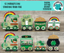 Load image into Gallery viewer, St. Patrick&#39;s Day Standing Train File SVG, Lucky, Clover, Pot O Gold, Leprechaun, Tiered Tray Glowforge, LuckyHeartDesignsCo
