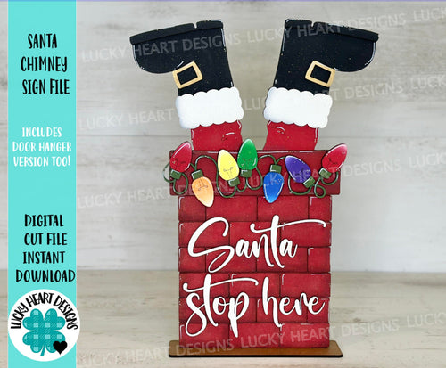 Santa Chimney Sign Christmas File SVG, Christmas Lights, Glowforge, LuckyHeartDesignsCo