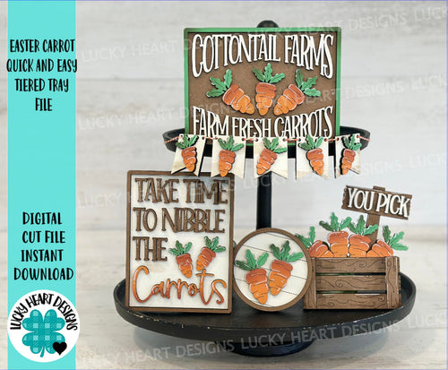 Easter Carrot Quick and Easy Tiered Tray File SVG, Glowforge Easter, LuckyHeartDesignsCo