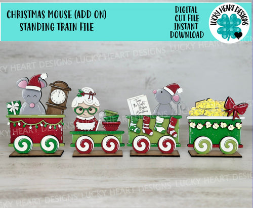 Christmas Mouse Standing Train ADD ON Cars File SVG, Mrs. Claus, Twas the Night Before, Gingerbread, Glowforge, LuckyHeartDesignsCo