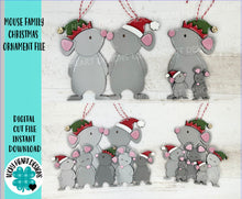 Load image into Gallery viewer, Mouse Family Christmas Ornament File SVG, File SVG, Glowforge, Grandparents, LuckyHeartDesignsCo
