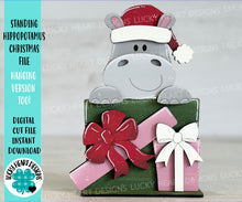 Load image into Gallery viewer, Standing Hippopotamus Christmas File SVG, Glowforge, LuckyHeartDesignsCo
