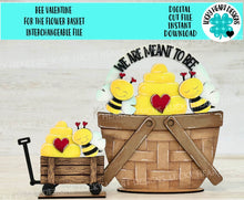 Load image into Gallery viewer, Bee Valentine For The Flower Basket Interchangeable File SVG, TINY, Floral, Honey, Bumble, Tiered Tray, Glowforge, LuckyHeartDesignsCo
