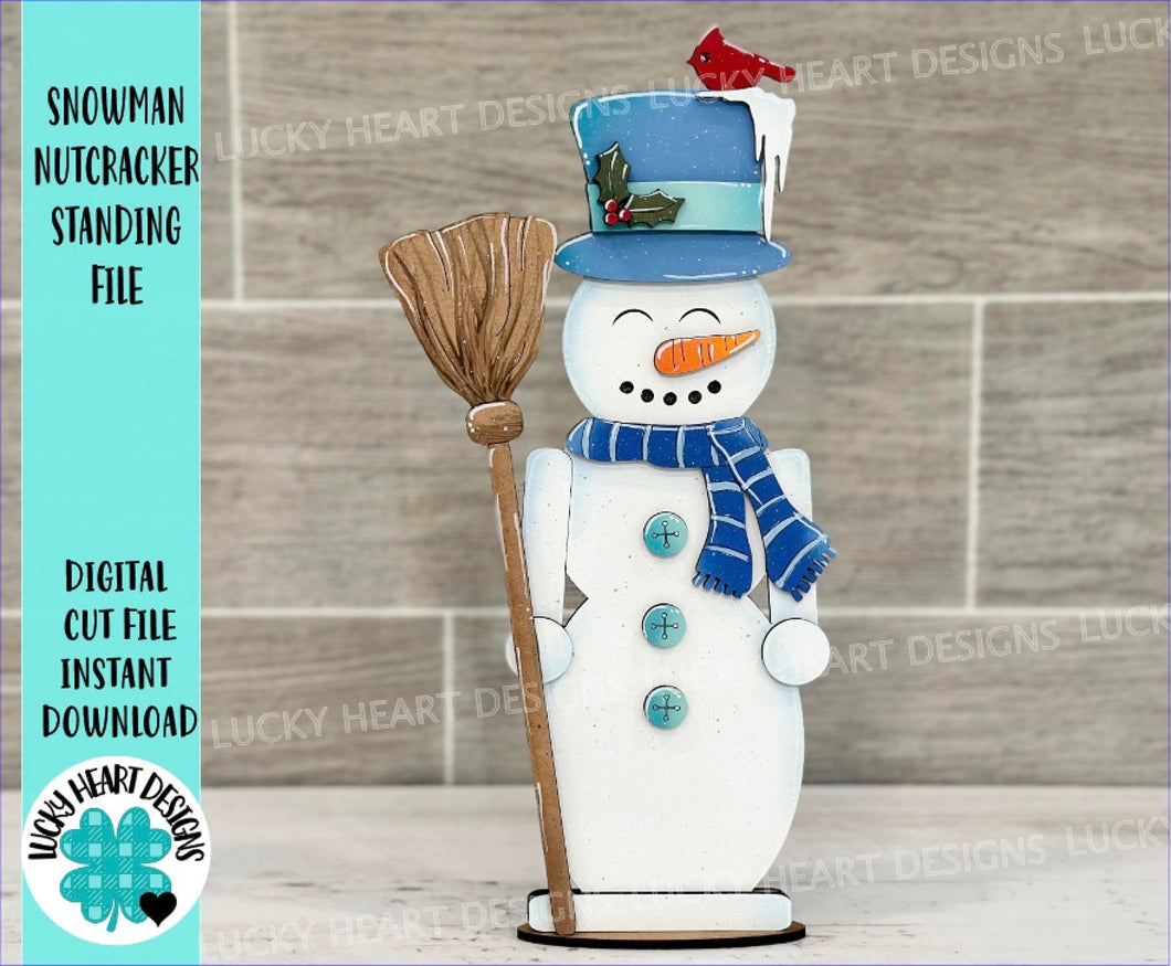 Snowman Nutcracker Standing File SVG, Glowforge, Winter Tiered Tray LuckyHeartDesignsCo