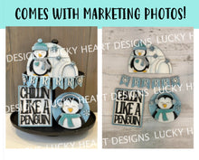Load image into Gallery viewer, Winter Penguin Quick and Easy Tiered Tray File SVG, Glowforge , LuckyHeartDesignsCo
