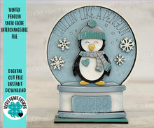 Load image into Gallery viewer, Winter Penguin Snow Globe Interchangeable File SVG, Glowforge, Tiered Tray LuckyHeartDesignsCo
