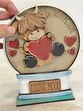 Load image into Gallery viewer, Highland Cow Valentines Snow Globe Interchangeable File SVG, Glowforge, Tiered Tray LuckyHeartDesignsCo
