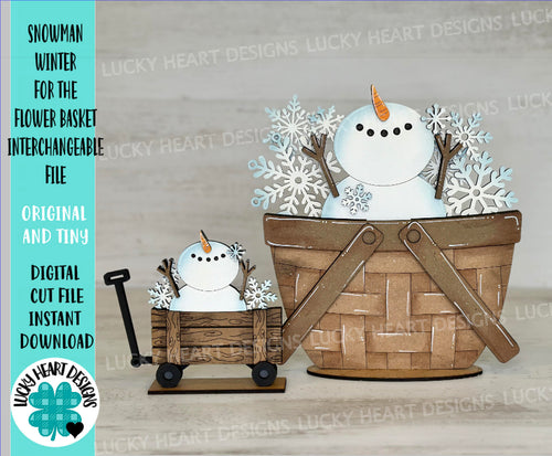 Snowman Winter For The Flower Basket Interchangeable File SVG, Winter, Snowflake, Frosty Tiered Tray, Glowforge, LuckyHeartDesignsCo