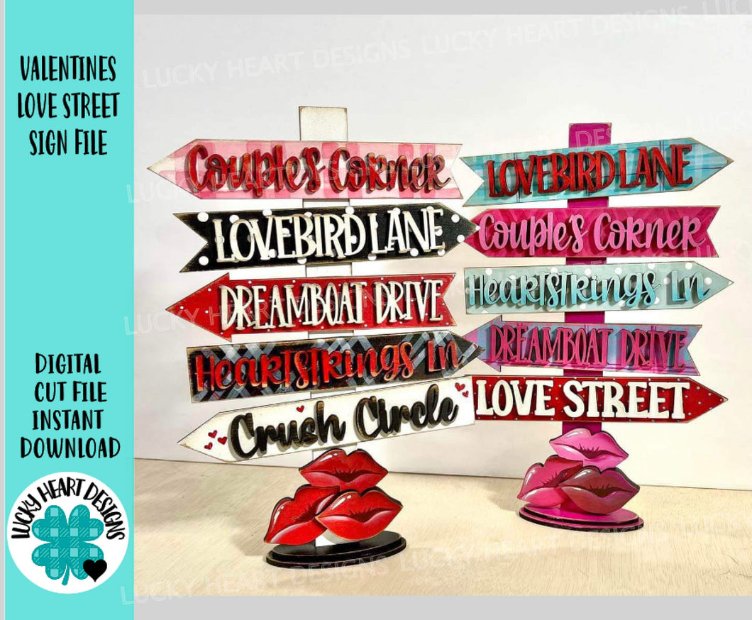 Valentine's Love Street Sign File SVG, Love Decor Glowforge, LuckyHeartDesignsCo