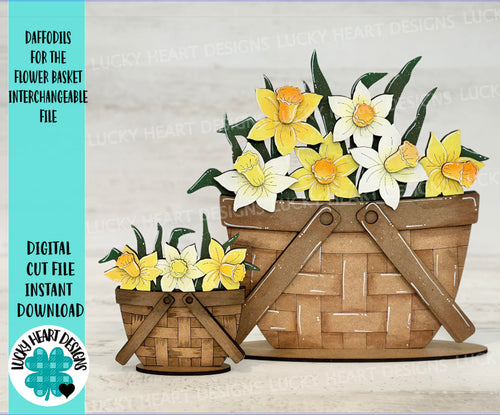 Daffodil For The Flower Basket Interchangeable File SVG, Floral, Flowers, Spring Tiered Tray, Glowforge, LuckyHeartDesignsCo