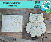 Load image into Gallery viewer, Pop Out Owl Valentine Craft Kit File SVG, Love, Glowforge, LuckyHeartDesignsCo
