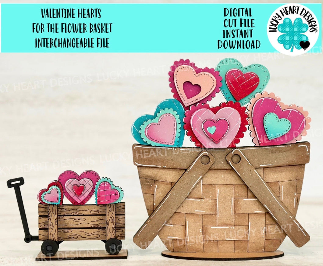 Valentine Hearts For The Flower Basket Interchangeable File SVG, TINY, Floral, Tiered Tray, Glowforge, LuckyHeartDesignsCo