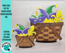 Load image into Gallery viewer, Mardi Gras For The Flower Basket Interchangeable File SVG, Tiered Tray, Glowforge, LuckyHeartDesignsCo
