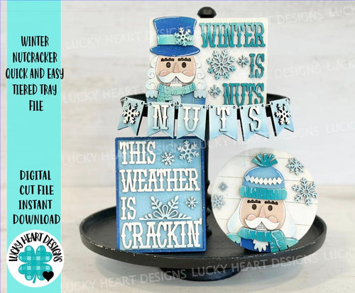 Winter Nutcracker Quick and Easy Tiered Tray File SVG, Glowforge , LuckyHeartDesignsCo