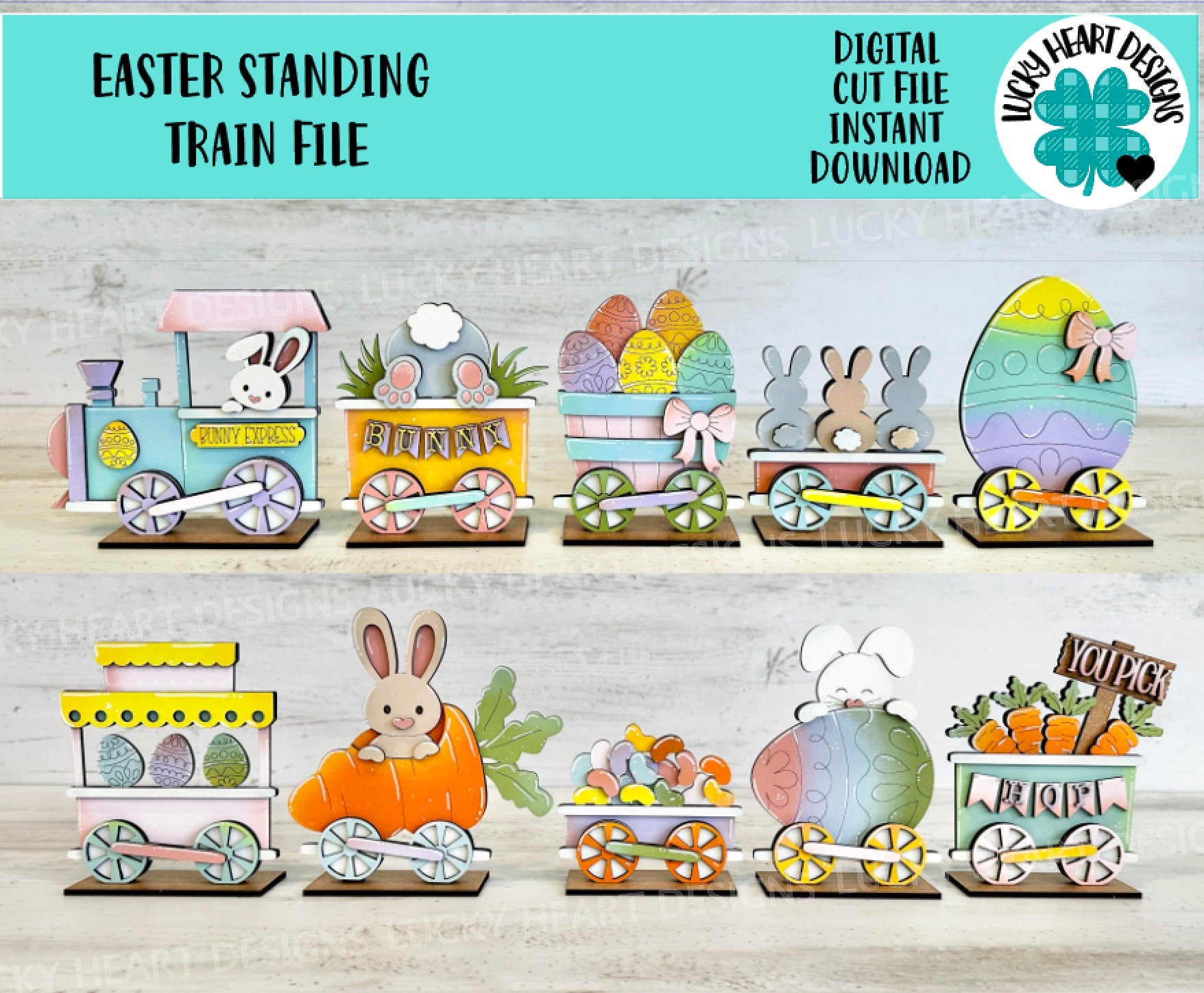 Easter Standing Train File SVG, Bunny, Carrots, Easter Egg, Tiered Tra ...