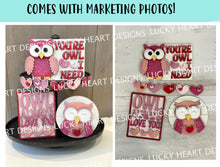 Load image into Gallery viewer, Owl Valentines Quick and Easy Tiered Tray File SVG, Glowforge, LuckyHeartDesignsCo
