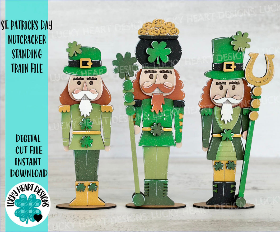 St. Patrick's Day Nutcracker Standing File SVG, Glowforge, Clover, Shamrock, Tiered Tray LuckyHeartDesignsCo