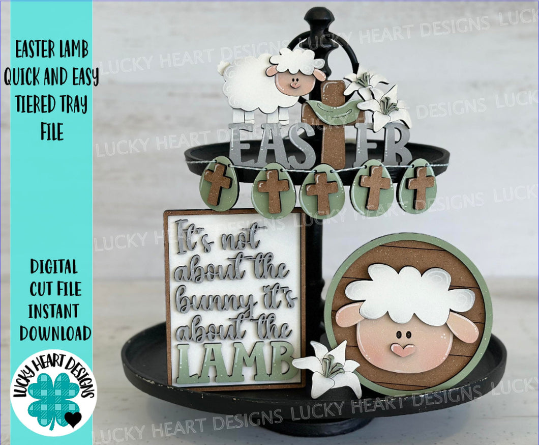 Easter Lamb Tiered Tray File SVG, Tier Tray Glowforge, LuckyHeartDesignsCo
