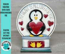 Load image into Gallery viewer, Penguin Valentines Snow Globe Interchangeable File SVG, Glowforge, Tiered Tray LuckyHeartDesignsCo
