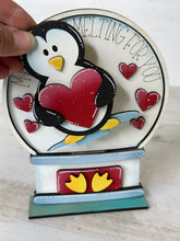 Load image into Gallery viewer, Penguin Valentines Snow Globe Interchangeable File SVG, Glowforge, Tiered Tray LuckyHeartDesignsCo
