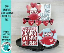 Load image into Gallery viewer, Crab Valentines Quick and Easy Tiered Tray File SVG, Tropical, Summer, Beach, Glowforge, LuckyHeartDesignsCo
