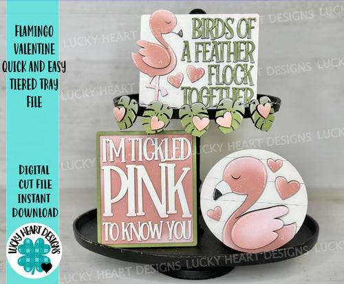 Flamingo Valentines Quick and Easy Tiered Tray File SVG, Tropical, Beach, Summer, Glowforge, LuckyHeartDesignsCo