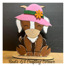 Load image into Gallery viewer, Goat Animal Hats Interchangeable MINI File SVG, Seasonal Leaning sign, Holiday, Farm Tiered Tray Glowforge, LuckyHeartDesignsCo
