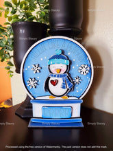 Load image into Gallery viewer, Winter Penguin Snow Globe Interchangeable File SVG, Glowforge, Tiered Tray LuckyHeartDesignsCo
