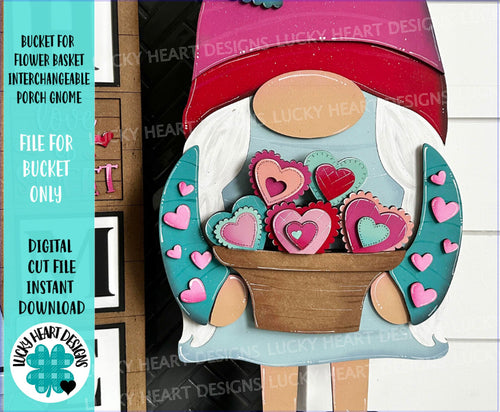 Bucket For The Flower Basket Interchangeable Porch Gnome File SVG, (BUCKET ONLY) Vase, Flower, Tiered Tray, Glowforge, LuckyHeartDesignsCo