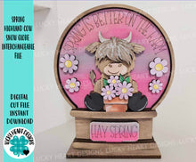 Load image into Gallery viewer, Spring Highland Cow Snow Globe Interchangeable File SVG, Glowforge, Daisy, Farm, Tiered Tray LuckyHeartDesignsCo
