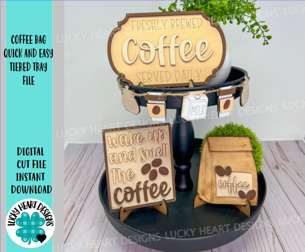 Coffee Bag Quick And Easy Tiered. Tray File SVG, Glowforge, LuckyHeartDesignsCo