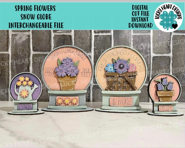 Spring Flowers Snow Globe Interchangeable File SVG, Glowforge, Waterin ...