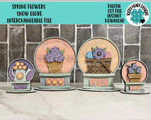Load image into Gallery viewer, Spring Flowers Snow Globe Interchangeable File SVG, Glowforge, Watering Can, Tulip, Basket, , Flower, Tiered Tray LuckyHeartDesignsCo
