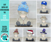 Load image into Gallery viewer, Goat Animal Hats Interchangeable MINI File SVG, Seasonal Leaning sign, Holiday, Farm Tiered Tray Glowforge, LuckyHeartDesignsCo
