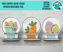 Load image into Gallery viewer, TINY Easter Snow Globe Interchangeable File SVG, Glowforge, Spring, Bunny, Carrots, Easter Eggs, Tiered Tray LuckyHeartDesignsCo
